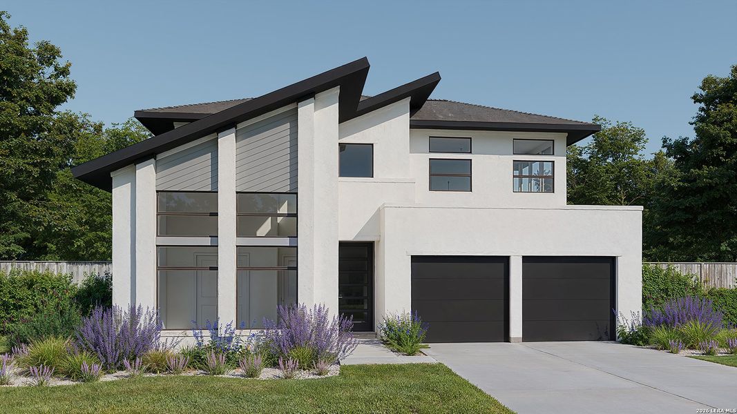 Front exterior of a new home in Esperanza, Boerne, TX, highlighting curb appeal (Image 1). Front exterior of a new home in Esperanza, Boerne, TX, highlighting curb appeal (Image 1).