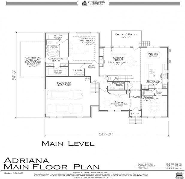 2D floor plan layout for the Adriana by Celebration Homes in Thomas Downs, Thompson's Station, TN (Image 3).