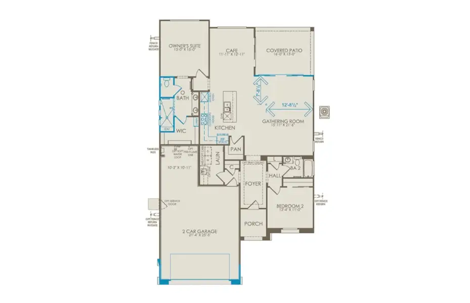 2D floor plan layout of this home in Del Webb at Rocking K, Tucson, AZ (Image 3). 2D floor plan layout of this home in Del Webb at Rocking K, Tucson, AZ (Image 3).