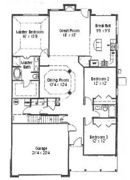 2D floor plan layout for the The Wintersweet by Sentinel Builders, Inc. in Hannah’s Grove, Halls, TN (Image 1).