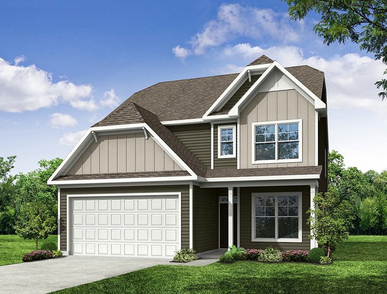 Representative exterior photo of a completed home built from the Oxford by Eastwood Homes in Caldwell Forest, Charlotte, NC (Image 5).