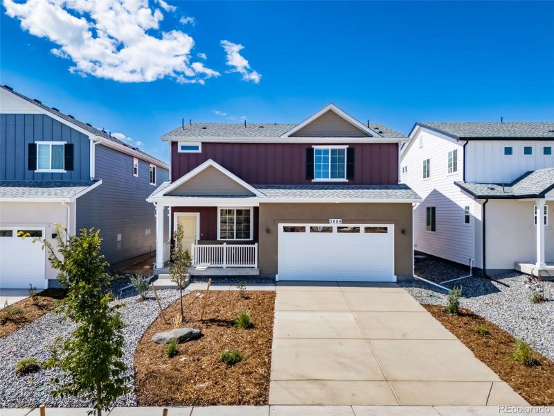 Front exterior of a new home in , Aurora, CO, highlighting curb appeal (Image 2). Front exterior of a new home in , Aurora, CO, highlighting curb appeal (Image 2).