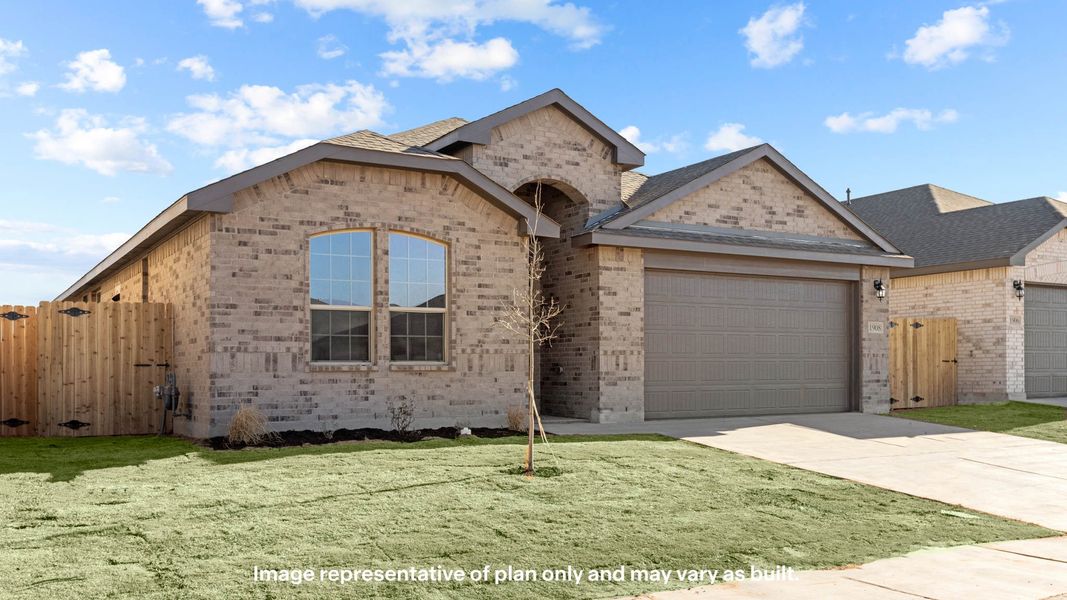 Representative exterior photo of a completed home built from the Live Oak by D.R. Horton in Homestead at Parks Bell Ranch, Odessa, TX (Image 23). Representative exterior photo of a completed home built from the Live Oak by D.R. Horton in Homestead at Parks Bell Ranch, Odessa, TX (Image 23).