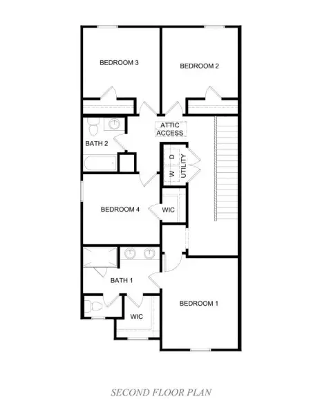 2D floor plan layout for the Pelican by D.R. Horton in Cardinal Hills, Dallas, TX (Image 4).