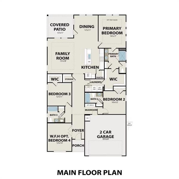 2D floor plan layout of this home in Meadow Ridge Estates, Josephine, TX (Image 3).