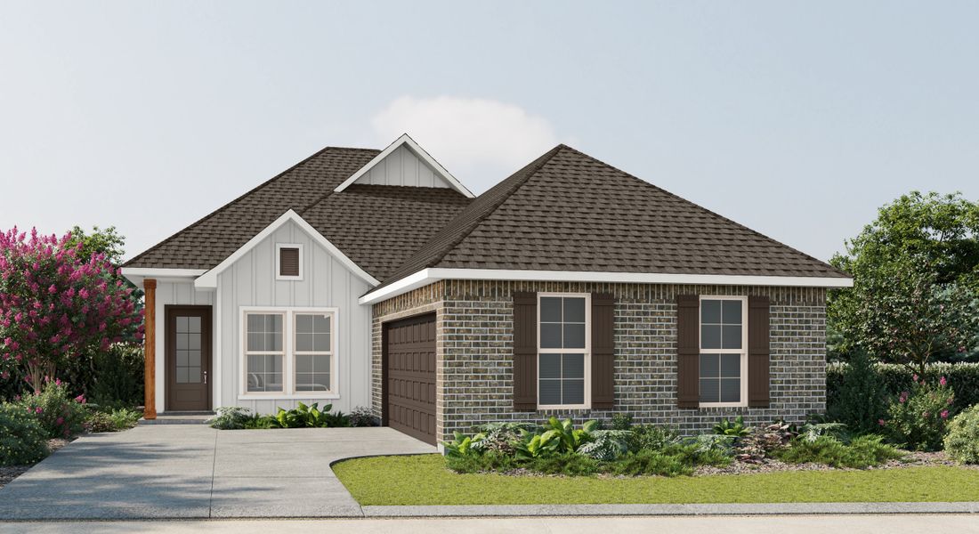 Representative exterior photo of a completed home built from the Aubry III H by DSLD Homes in Natureview, Freeport, FL (Image 1).