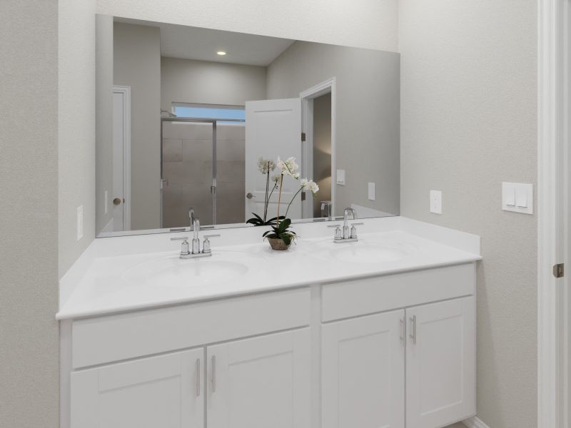 Dual vanities perfect for getting ready.
