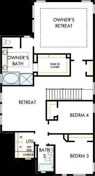 2D floor plan layout of this home in Easthaven at Bridgeland Central - Vision Collection, Cypress, TX (Image 6). 2D floor plan layout of this home in Easthaven at Bridgeland Central - Vision Collection, Cypress, TX (Image 6).