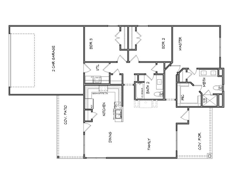 2D floor plan layout of this home in Heritage Towne, Midlothian, TX (Image 3).
