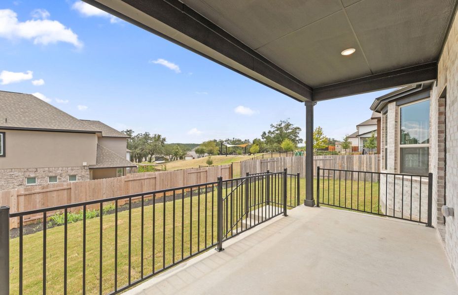 Exterior details and patio area of a home in Bluffview Reserve, Leander (Image 25).