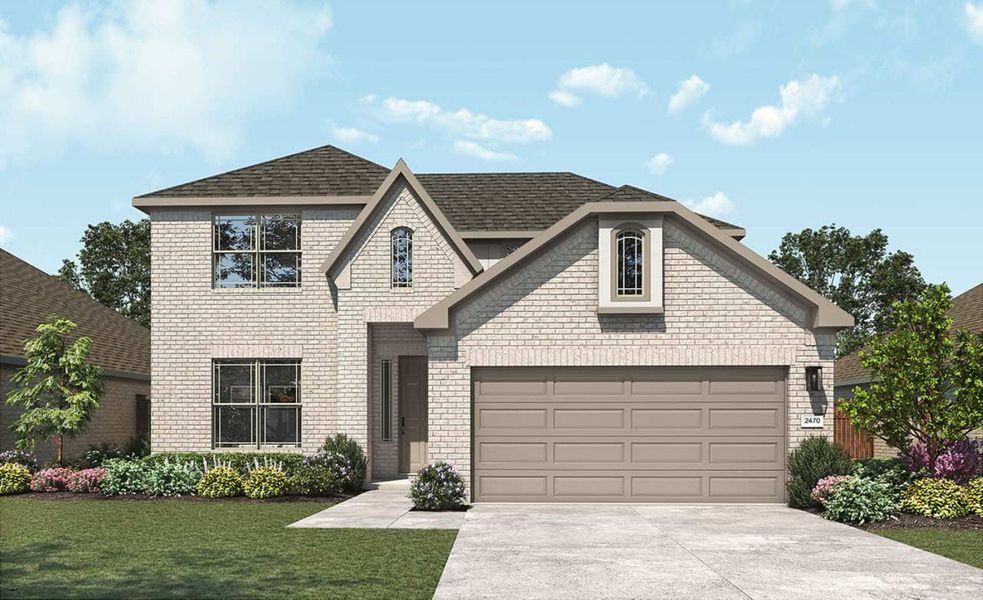 2D floor plan layout for the Hickory by DRB Homes in Meyer Ranch – Premier, New Braunfels, TX (Image 5).