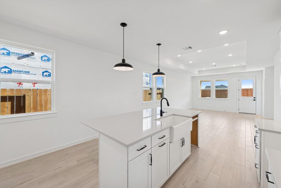 Kitchen open to the dining area and great room