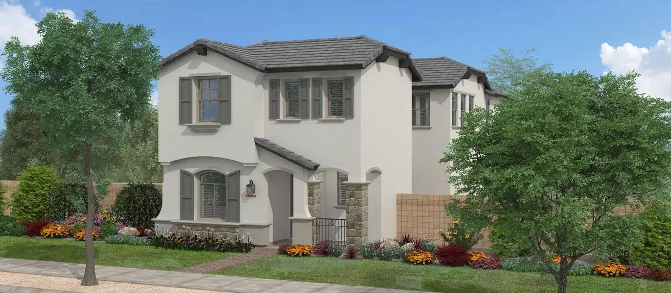 Representative exterior photo of a completed home built from the Humphrey's Peak by Fulton Homes in San Francisco at Prasada, Surprise, AZ (Image 6).