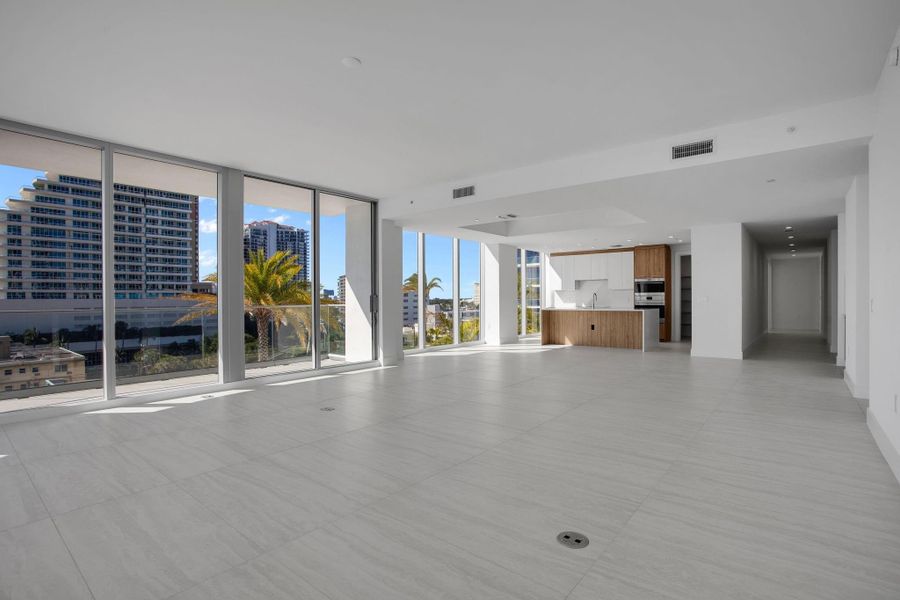 Kitchen, Living and Dining Area