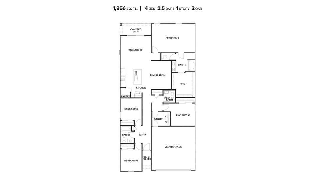 2D floor plan layout for the Harris by D.R. Horton in The Oasis at Rocking K, Vail, AZ (Image 3).