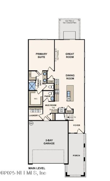 2D floor plan layout of this home in The Preserve at Concourse Crossing, Fernandina Beach, FL (Image 2).