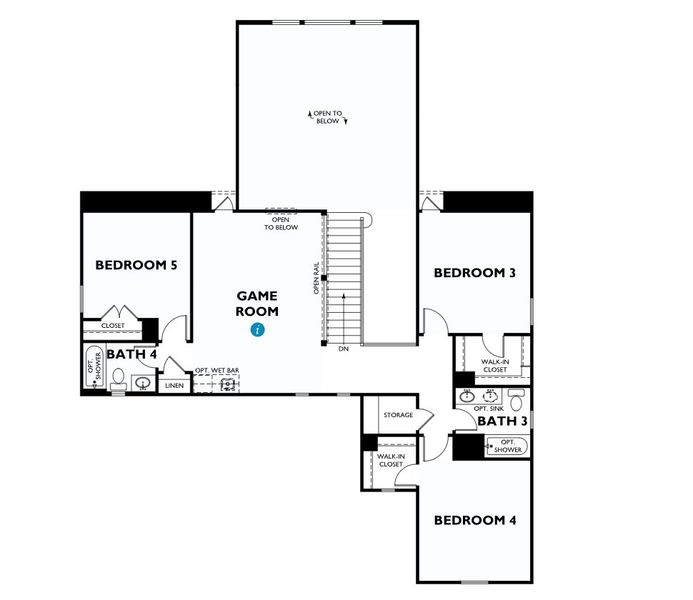 2D floor plan layout for the 5058 by Shea Homes in WILDTREE 60', Montgomery, TX (Image 3).