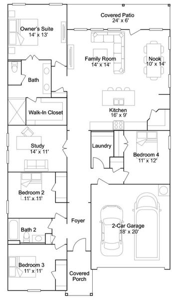 2D floor plan layout of this home in Cypress Green, Hockley, TX (Image 2).
