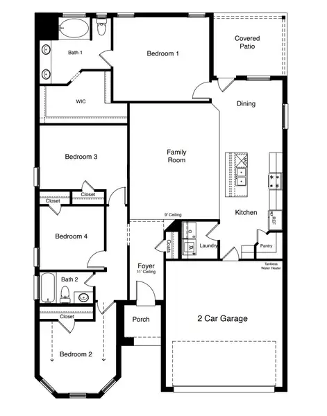 2D floor plan layout of this home in Overlook West, Wolfforth, TX (Image 4).