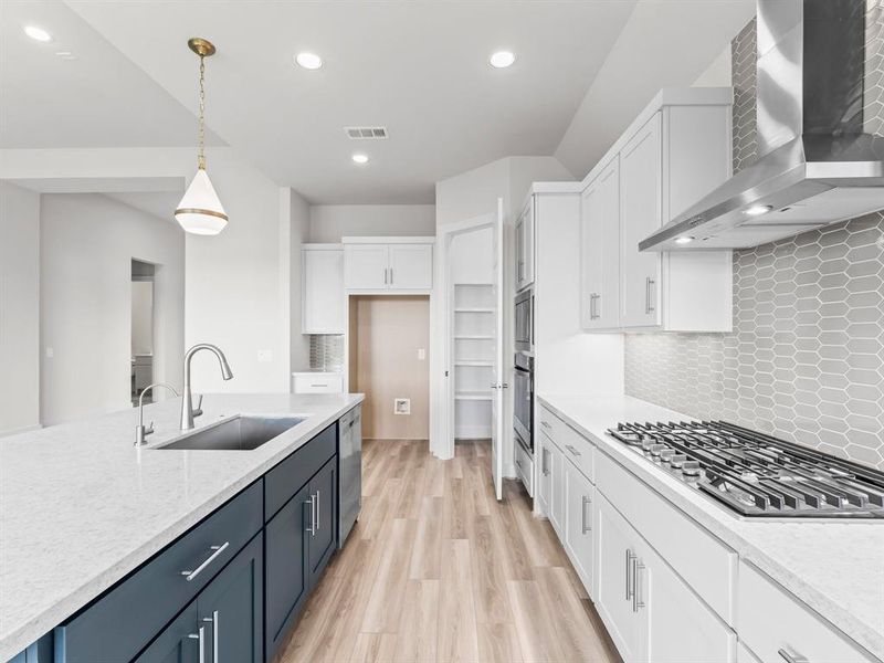 Walk-in Kitchen Pantry, 5 Burner Gas Cooktop, and Under Cabinet Lighting