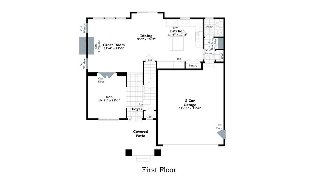 2D floor plan layout for the The Kettering by Norfolk Homes in Preserve at Magnolia Park, Jackson, MI (Image 5).