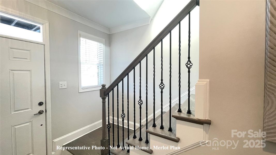 Oak Tread Stairs with upgraded spindles-Merlot Plan-School Street at Catawba