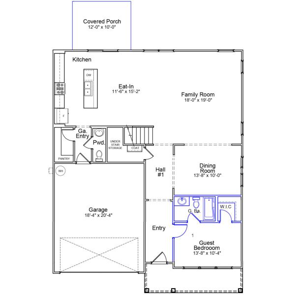 2D floor plan layout of this home in Citadel Point at Southbridge, Sneads Ferry, NC (Image 2).