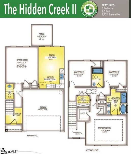2D floor plan layout of this home in Sedona, Greenville, SC (Image 1).