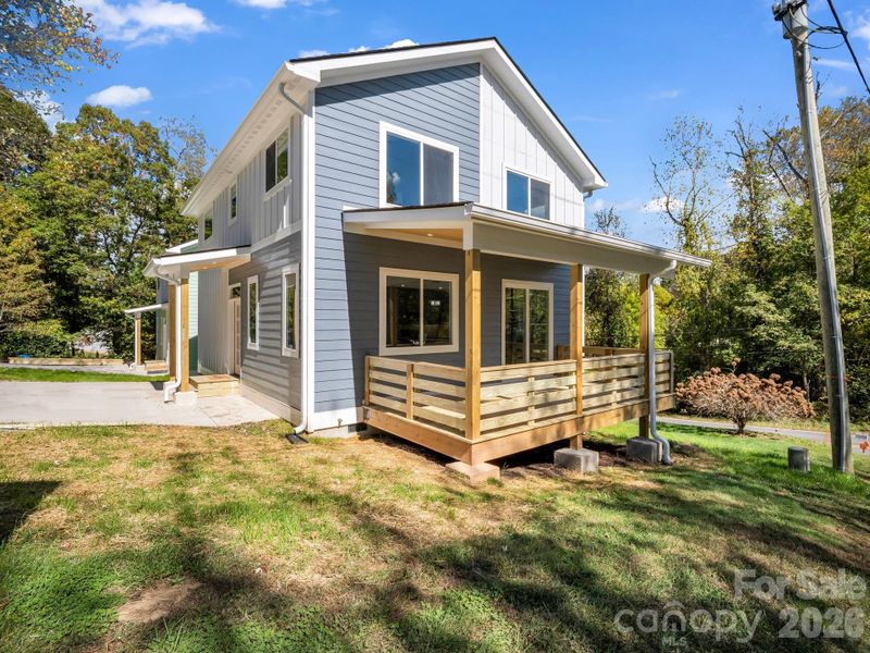Exterior details and patio area of a home in , Asheville (Image 21).