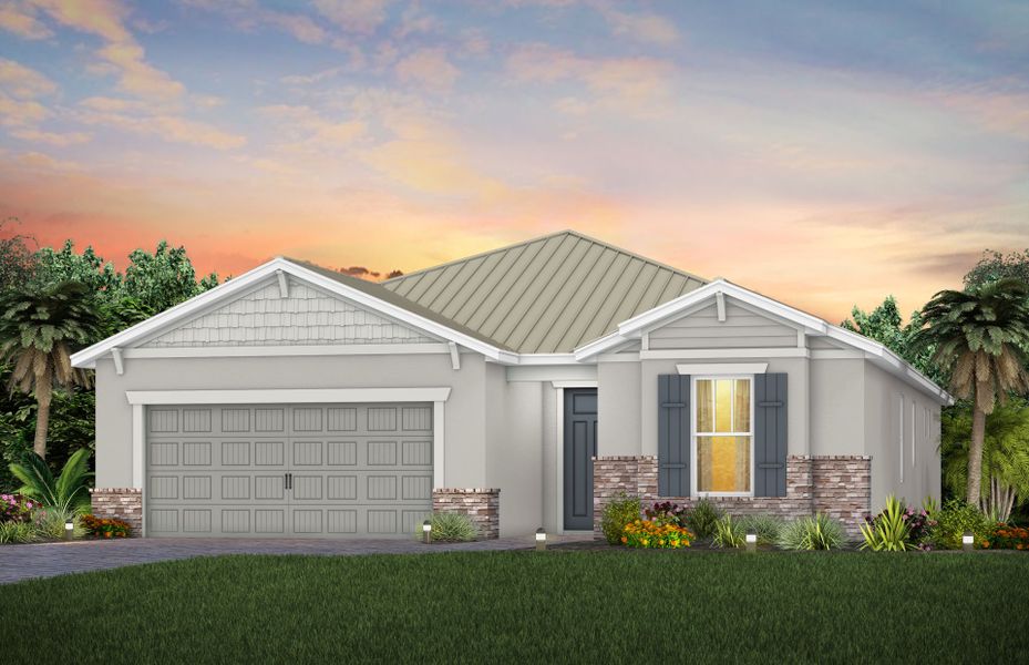 Representative exterior photo of a completed home built from the Prosperity by DiVosta in BeachWalk by Manasota Key, Englewood, FL (Image 20).