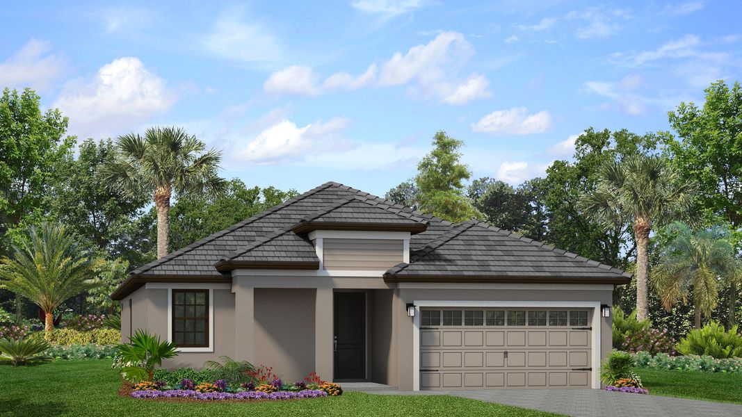 Representative exterior photo of a completed home built from the Margate II by Park Square Residential in Tamarack at Two Rivers, Zephyrhills, FL (Image 13).