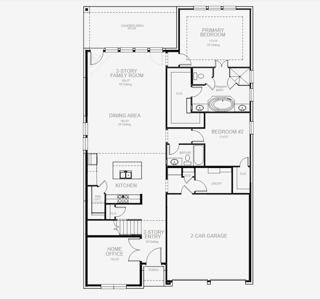 2D floor plan layout for the 2694W by Perry Homes in Bridgeland Central 50', Cypress, TX (Image 4). 2D floor plan layout for the 2694W by Perry Homes in Bridgeland Central 50', Cypress, TX (Image 4).