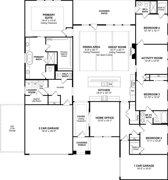 The Austin floor plan by K. Hovnanian Homes. 1st Floor shown. *Prices, plans, dimensions, features, specifications, materials, and availability of homes or communities are subject to change without notice or obligation.