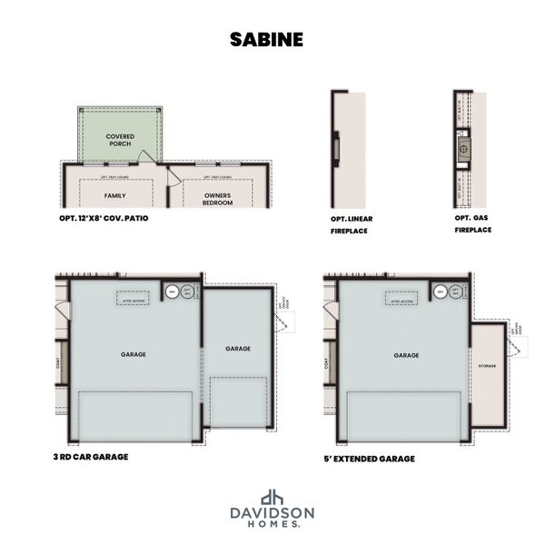 2D floor plan layout for the The Sabine by Davidson Homes LLC in Windmill Estates, Magnolia, TX (Image 5).