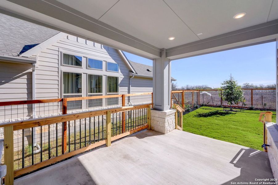Exterior details and patio area of a home in The Crossvine, Schertz (Image 17).