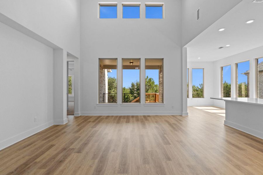 Family Room with soaring ceiling