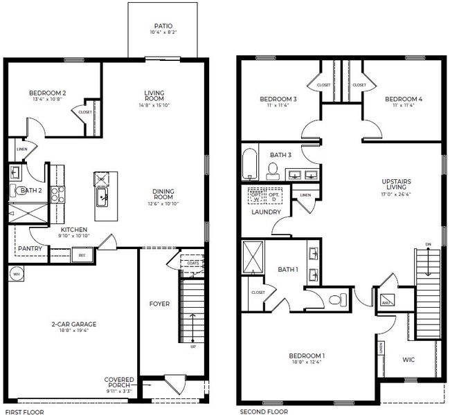 2D floor plan layout for the Robie by D.R. Horton in Vineyards, Davie, FL (Image 3).