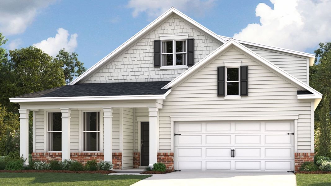 Representative exterior photo of a completed home built from the DOVER by D.R. Horton in Riverwood Gardens, Oakland, TN (Image 1).