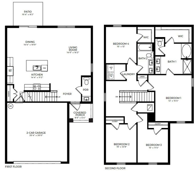 2D floor plan layout of this home in Baywood II, Florida City, FL (Image 2). 2D floor plan layout of this home in Baywood II, Florida City, FL (Image 2).