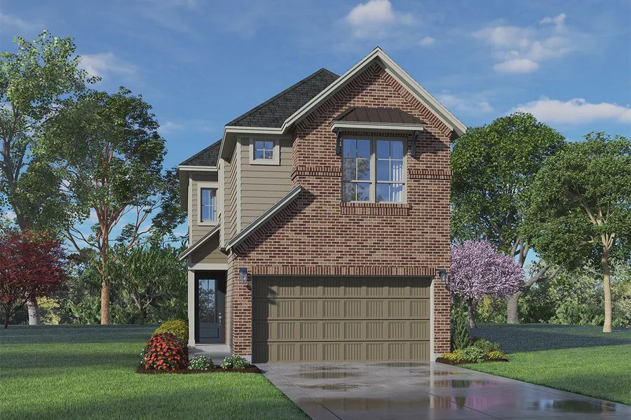 Representative exterior photo of a completed home built from the Chantilly by Chesmar Homes in The Woodland Hills Chateau, Willis, TX (Image 16).