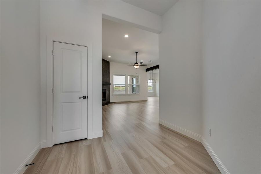 Hall featuring light hardwood / wood-style floors