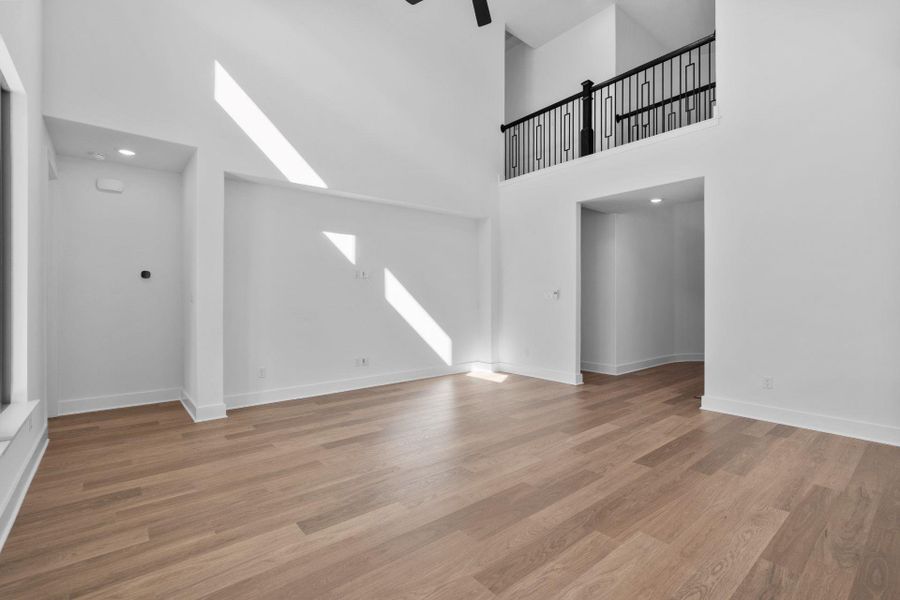 Family Room with soaring ceiling
