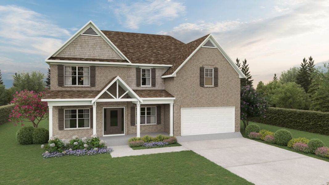 Representative exterior photo of a completed home built from the The Dover by Direct Residential Communities in Stephens Landing, Loganville, GA (Image 7).