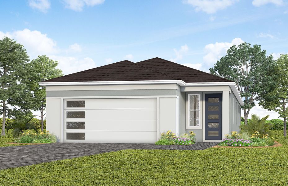 Representative exterior photo of a completed home built from the Hallmark by Del Webb in Del Webb Lakehaven, Clermont, FL (Image 11).