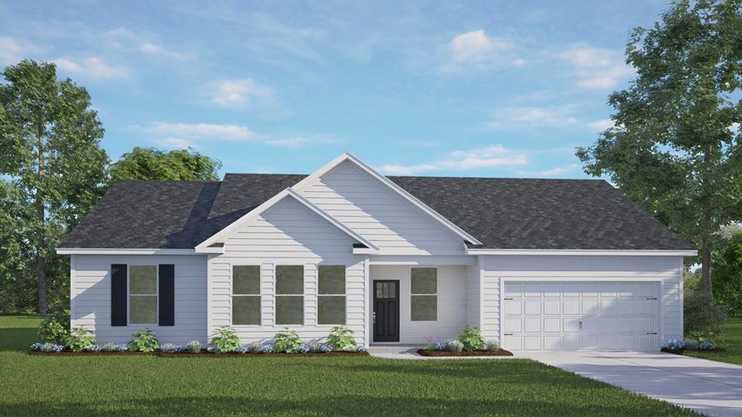 Front exterior of a new home in Tyler - Home on the Lake, New Bern, NC, highlighting curb appeal (Image 1). Front exterior of a new home in Tyler - Home on the Lake, New Bern, NC, highlighting curb appeal (Image 1).