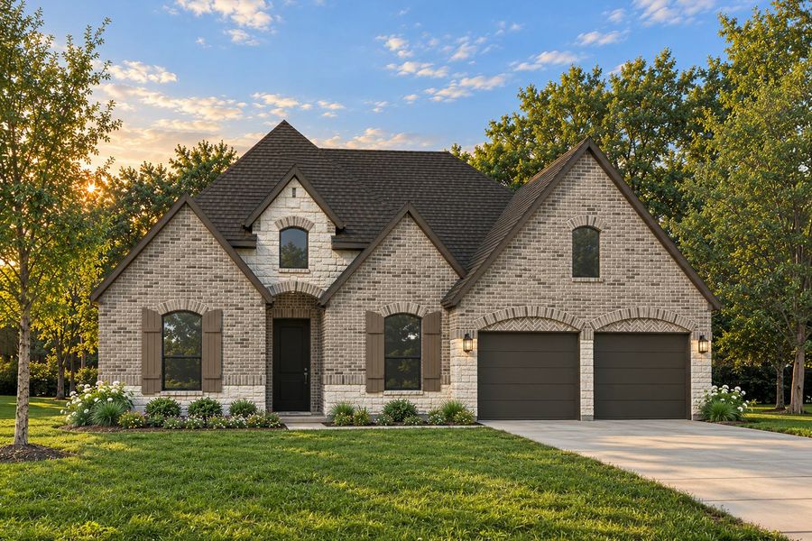 Representative exterior photo of a completed home built from the Houston by Kindred Homes in Dominion Park, Waxahachie, TX (Image 9). Representative exterior photo of a completed home built from the Houston by Kindred Homes in Dominion Park, Waxahachie, TX (Image 9).