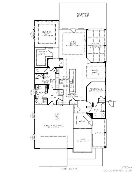 2D floor plan layout for the Verona by Epcon Communities in The Courtyards at Franklin Road, Murfreesboro, TN (Image 3).