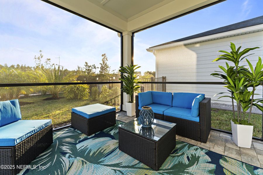 Exterior details and patio area of a home in Summer Bay at Grand Oaks, St. Augustine (Image 3).