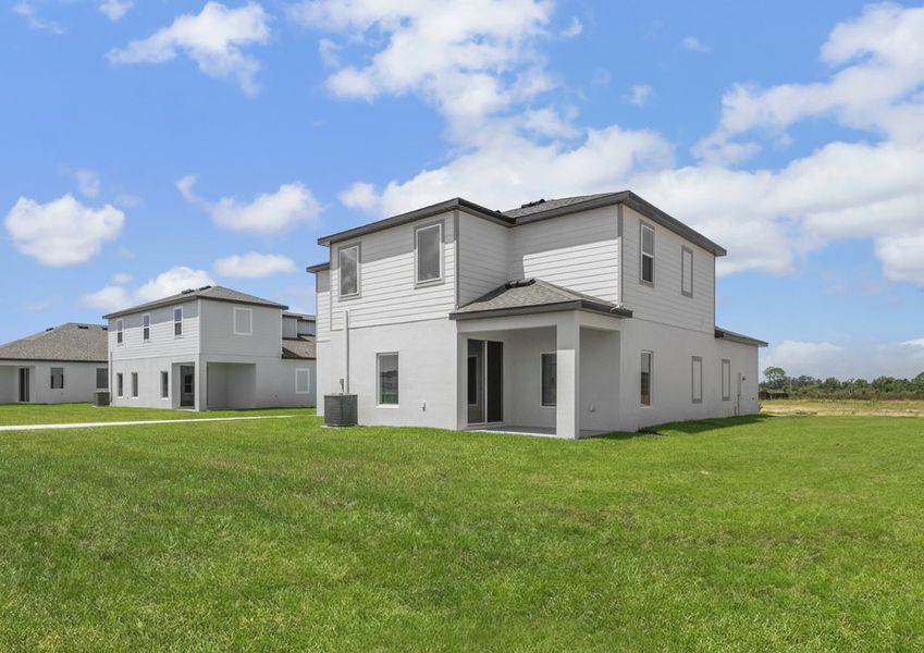 This home boasts a covered patio with ample backyard space.