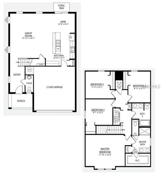 2D floor plan layout of this home in Villamar - Classic Series, Winter Haven, FL (Image 5).